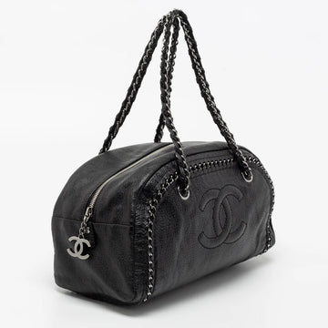 CHANEL CALFSKIN CHAIN TRIM LUXE LIGNE MEDIUM BOWLER BAG