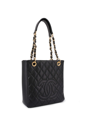 Chanel Caviar Quilted CC Logo PST Bag Black