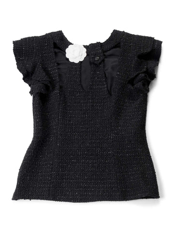 Chanel Fantasy Tweed Ruffle Top Black