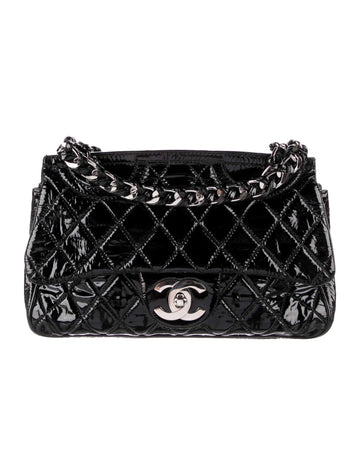 CHANEL QUILTED PATENT LEATHER DAY GLO FLAP BAG
