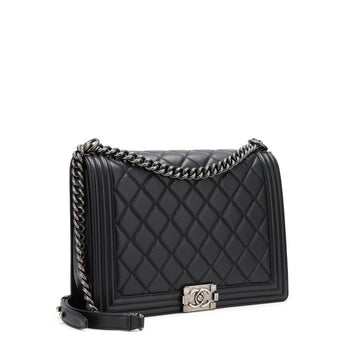 CHANEL QUILTED CALFSKIN LARGE BOY BAG RUTHENIUM HARDWARE