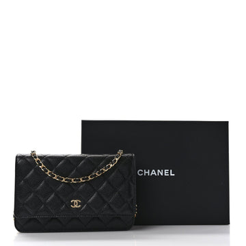 CHANEL CC CAVIAR QUILTED  WALLET ON A CHAIN