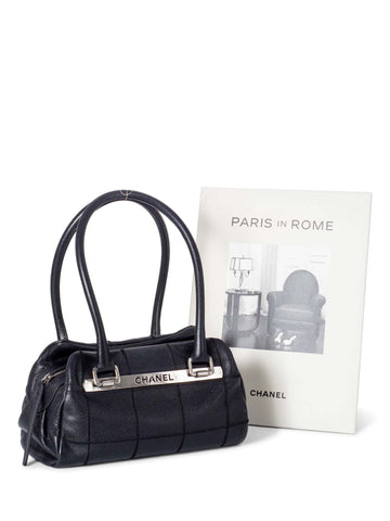 Chanel Quilted Caviar Leather Top Handle Bag Black