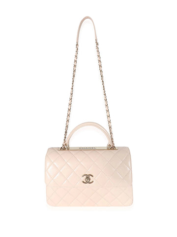 CHANEL QUILTED LAMBSKIN SMALL TRENDY CC HANDLE FLAP BAG PALE PINK