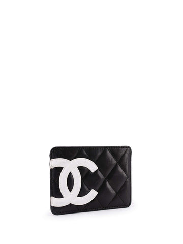 Chanel Quilted Leather CC Cambon Card Holder Wallet Black