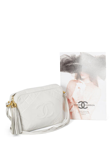 Chanel Quilted Leather Camera Bag White