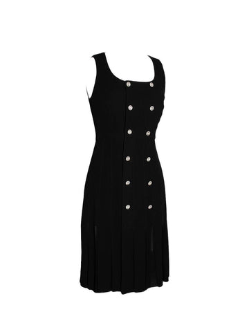 Chanel Silk Pleated Mini Dress Black