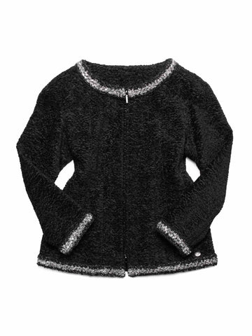 Chanel Tweed Fringe Fitted Jacket Black