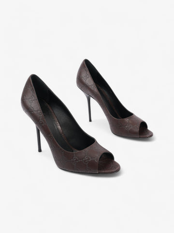 Gucci Guccissima Heels 115mm Chocolate Brown Leather EU 41 UK 8
