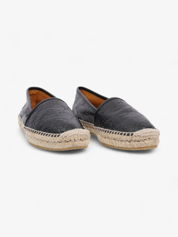 Gucci EC Embossed Espadrille Black Leather EU 39.5 UK 6.5