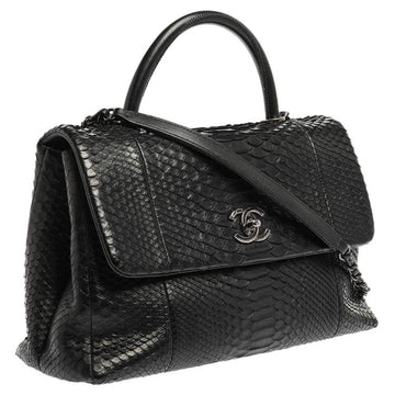 Chanel Black Python Medium Coco Top Handle Bag