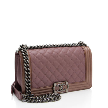 Chanel Calfskin Patent Old Medium Boy Bag (SHF-cHTh8E)