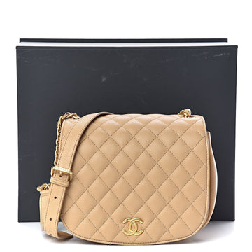 CHANEL CALFSKIN LEATHER QUILTED MESSENGER FLAP BAG