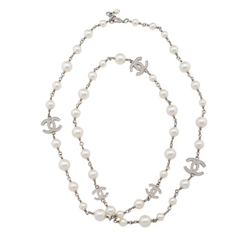 Chanel Crystal Pearl CC Long Necklace (SHF-oKOF4P)
