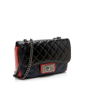 Chanel Glazed Calfskin CC Plate Medium Flap Bag (SHF-5bc3aa)