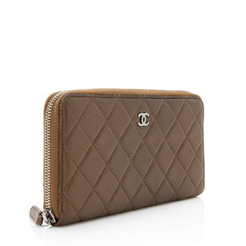 Chanel Metallic Lambskin CC Zip Around Wallet (SHF-20961)