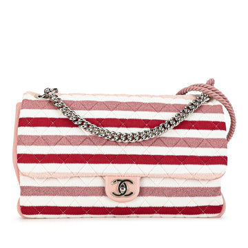 Chanel Maxi Stripe Jersey Felt and Rope Flap (SHG-MIYA5f)
