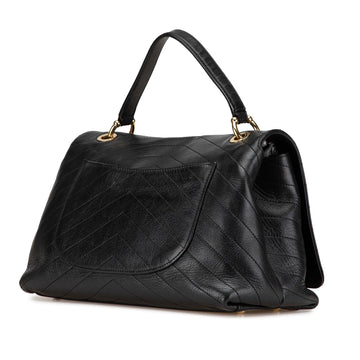 Chanel Medium Chevron Calfskin Elaphe Stitched Chic Top Handle Flap