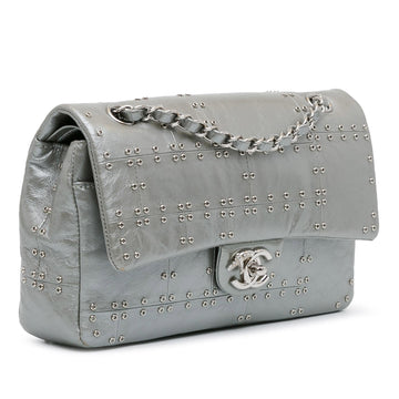 Chanel Medium Glazed Calfskin Grommet Embellished Airline Double Flap (SHG-fbozO4)
