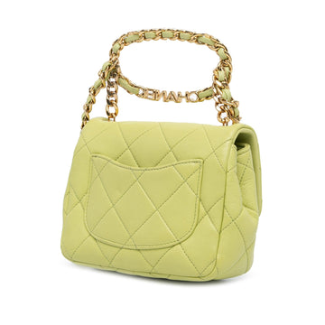 Chanel Mini Quilted Lambskin Oval Logo Chain Top Handle Flap