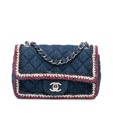 Chanel Mini Rectangular Classic Denim Tweed Framed Single Flap (SHG-CEpiud)