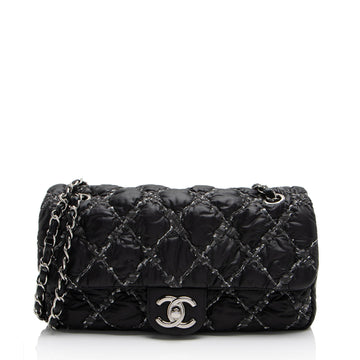 Chanel Nylon Quilted Tweed On Stitch Flap Bag (SHF-4UuNtD)