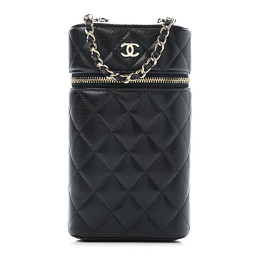 CHANEL Classic Vanity Phone Holder with Chain Quilted Caviar