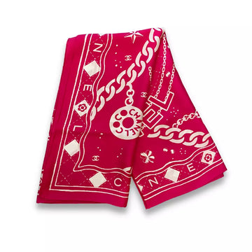 CHANEL PINK SILK SCARF