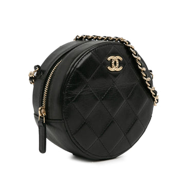 Chanel Quilted Lambskin Round Crossbody (SHG-sFX786)