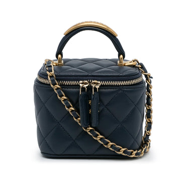 Chanel Small Lambskin Top Handle Vanity Bag (SHG-2wg184)