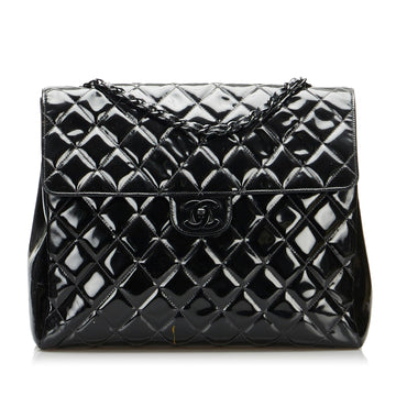 Chanel So Black Matelasse Patent Leather Single Flap Bag (SHG-6IHvZr)