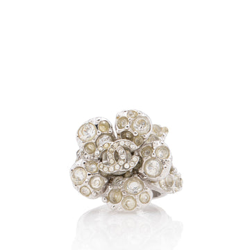 Chanel Swarovski Crystal CC Camellia Ring - Size 7 (SHF-0leEV6)