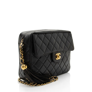 Chanel Vintage Lambskin Tassel Flap Camera Bag