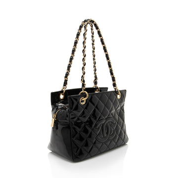 Chanel Vintage Patent Leather Timeless CC Petite Tote