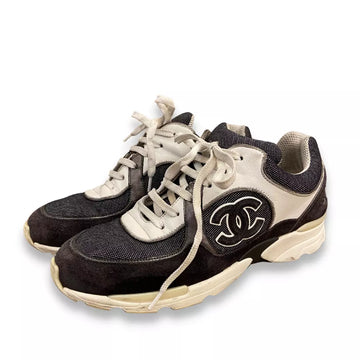 CHANEL WHITE/GREY CC SNEAKERS