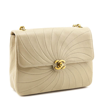 Chanel Beige Spiral Quilted Calfskin Vintage Mini Chain Bag