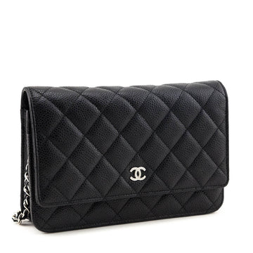 Chanel Black Caviar Quilted Wallet On Chain