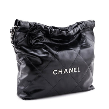 Chanel Black Shiny Calfskin Quilted Small Chanel 22 Bag