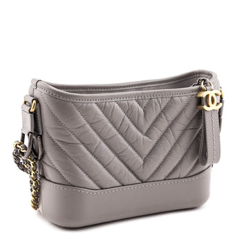 Chanel Gray Aged Calfskin Quilted Small Gabrielle Hobo