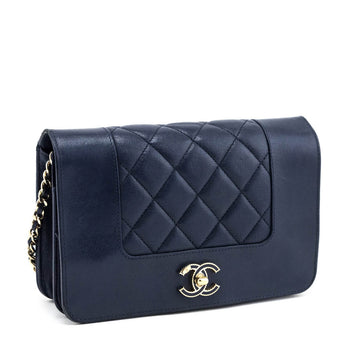 Chanel Navy Sheepskin Mademoiselle Wallet on Chain Bag