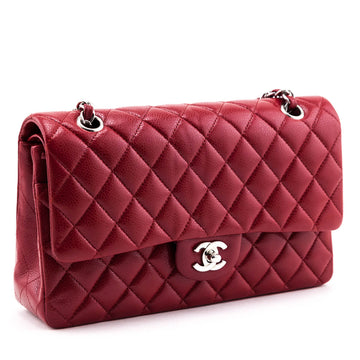 Chanel Red Quilted Caviar Classic Medium Double Flap Bag
