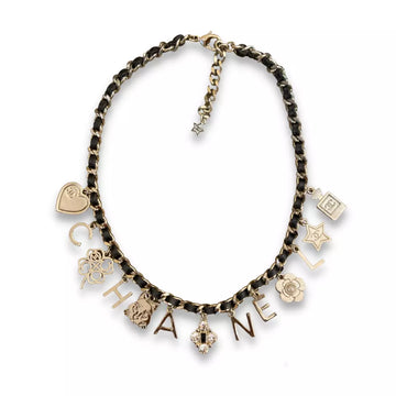 CHANEL SILVER-FINISH METAL ICONIC LOGO EMOJI NECKLACE