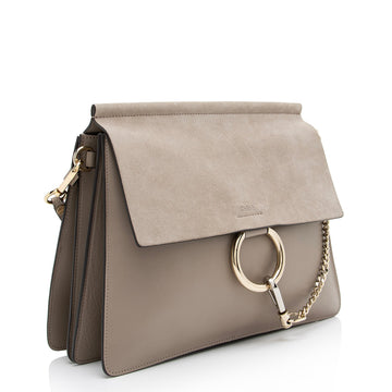 Chloe Calfskin Suede Faye Medium Shoulder Bag (SHF-23060)