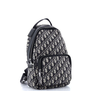 CHRISTIAN DIOR ZIP AROUND CANVAS BLUE OBLIQUE SLING BACKPACK