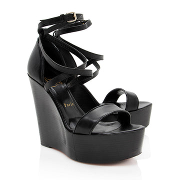 Christian Louboutin Calfskin Si Ma Zeppa Wedge Sandals - Size 7 / 37 (SHF-18760)