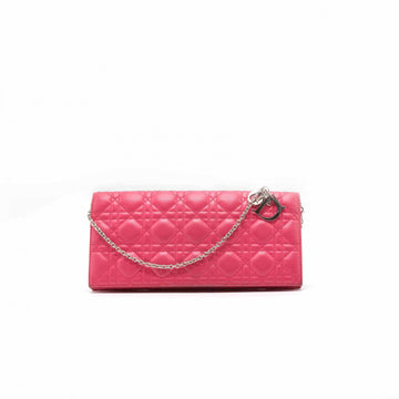 Dior Pink Cannage Quilted Leather Lady Dior Chain Clutch