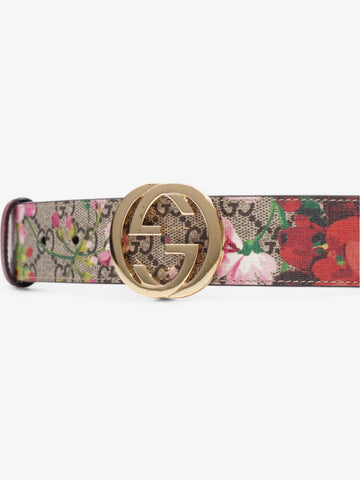 Gucci Interlocking G Belt EC Bloom / Gold Coated Canvas 85cm / 34"