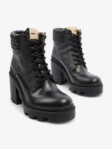 Gucci EC Ankle Boot 5.5cm Black Coated Canvas EU 39 UK 6