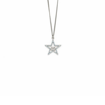 Chanel Star with CC Logo Iridescent Necklace Crystal Silver Tone