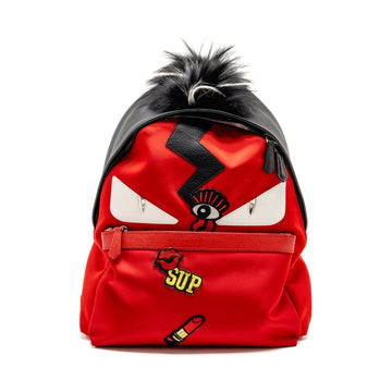 Fendi Monster Backpack Nylon/Leather Red/Multicolour SHW